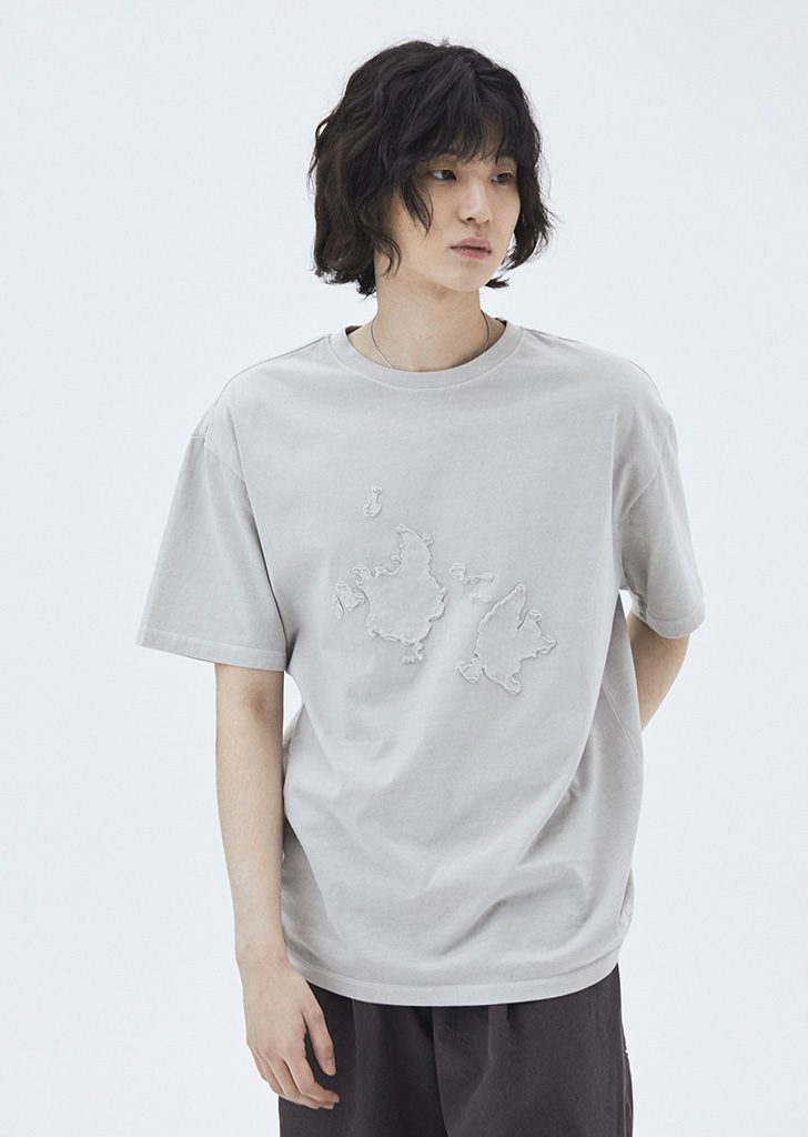 Dokdo patch pigment half sleeves T-shirts  Vintage cream