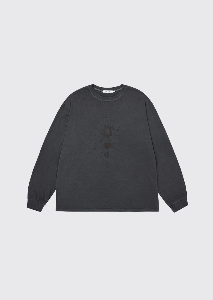 Wave pattern pigment round neck long sleeve NAVY