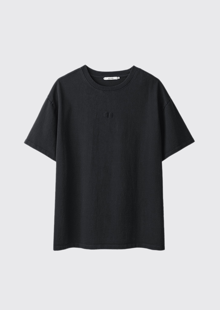 Dokdo lettering half sleeves T-shirts  Bleached black