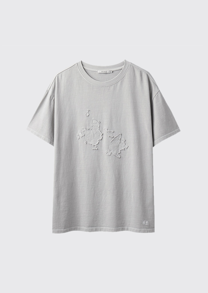 Dokdo patch pigment half sleeves T-shirts  Vintage cream