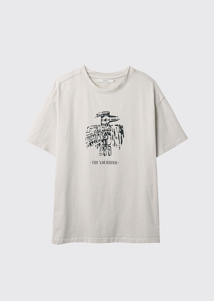 Thunderbird printing half sleeves T-shirts Vintage beige [04.26일 배송]